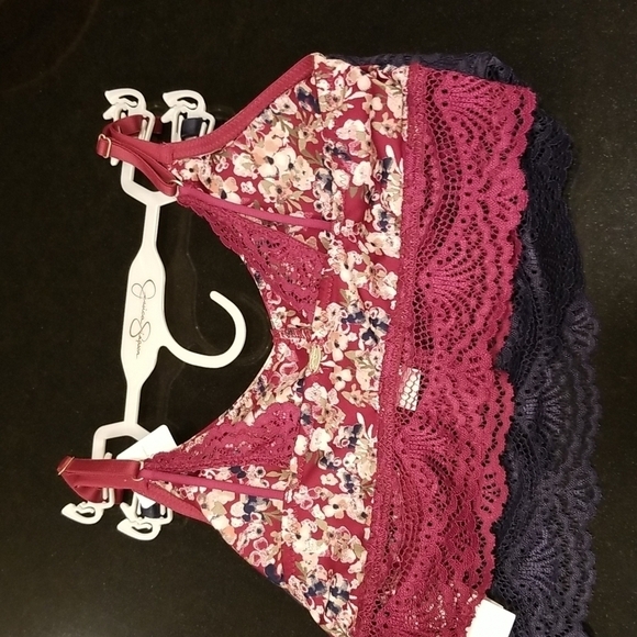 💕JESSICA SIMPSON💕 2 Pack Bralettes Floral & Blue Lace Large L NWT - Picture 4 of 14